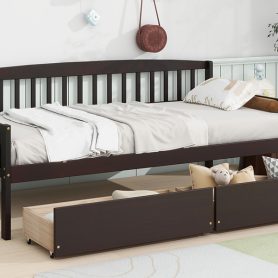 Pine Wood Twin-Size Daybed With Two Storage Drawers 51 Pine Wood Twin-Size Daybed With Two Storage Drawers
