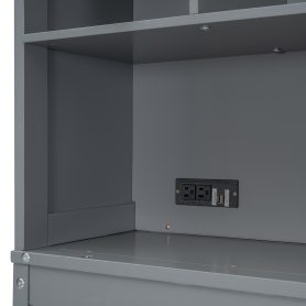 Queen Size Murphy Bed Wall Bed with Top Shelves & USB