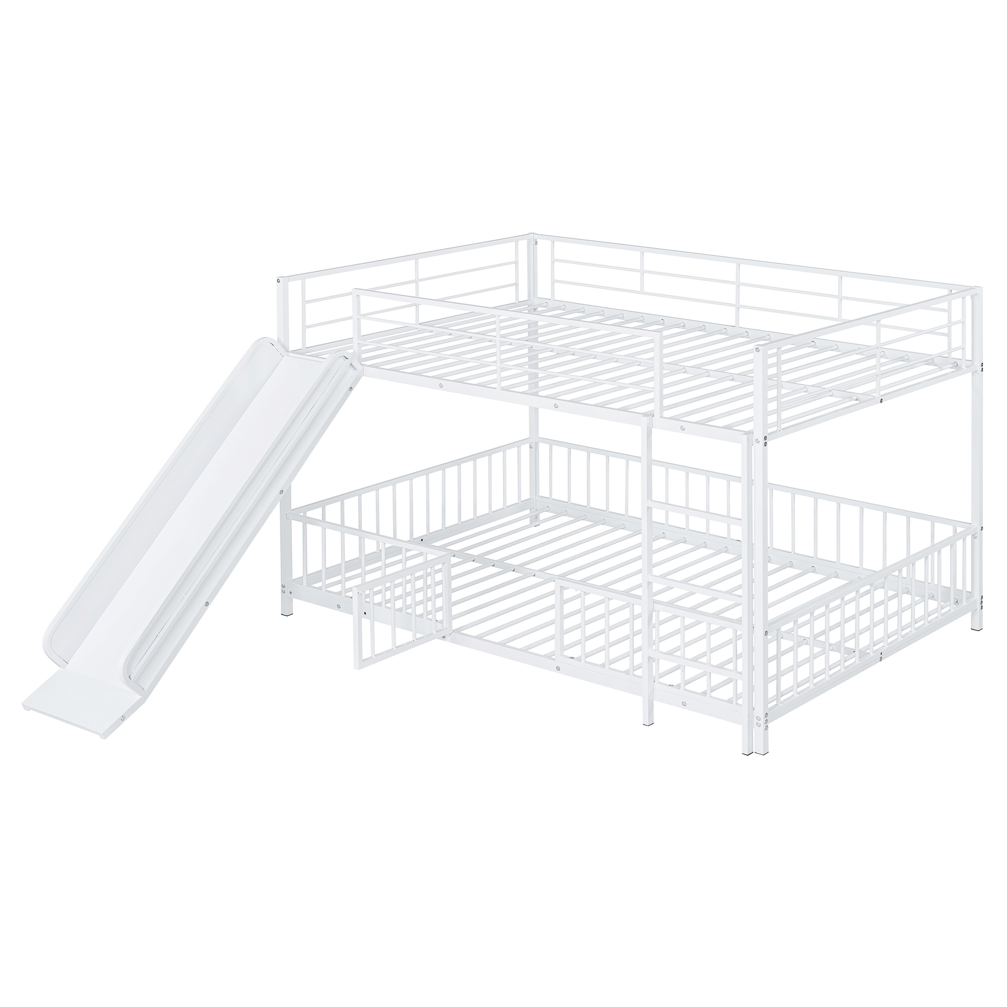 Full Over Full Size Metal Bunk Bed With Slide And Guardrails 12 Full Over Full Size Metal Bunk Bed With Slide And Guardrails