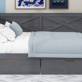 Twin Size Wood Daybed With 2 Drawers And Rustic Guardrail