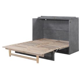 Solid Wooden Full Size Murphy Bed With Large Drawers