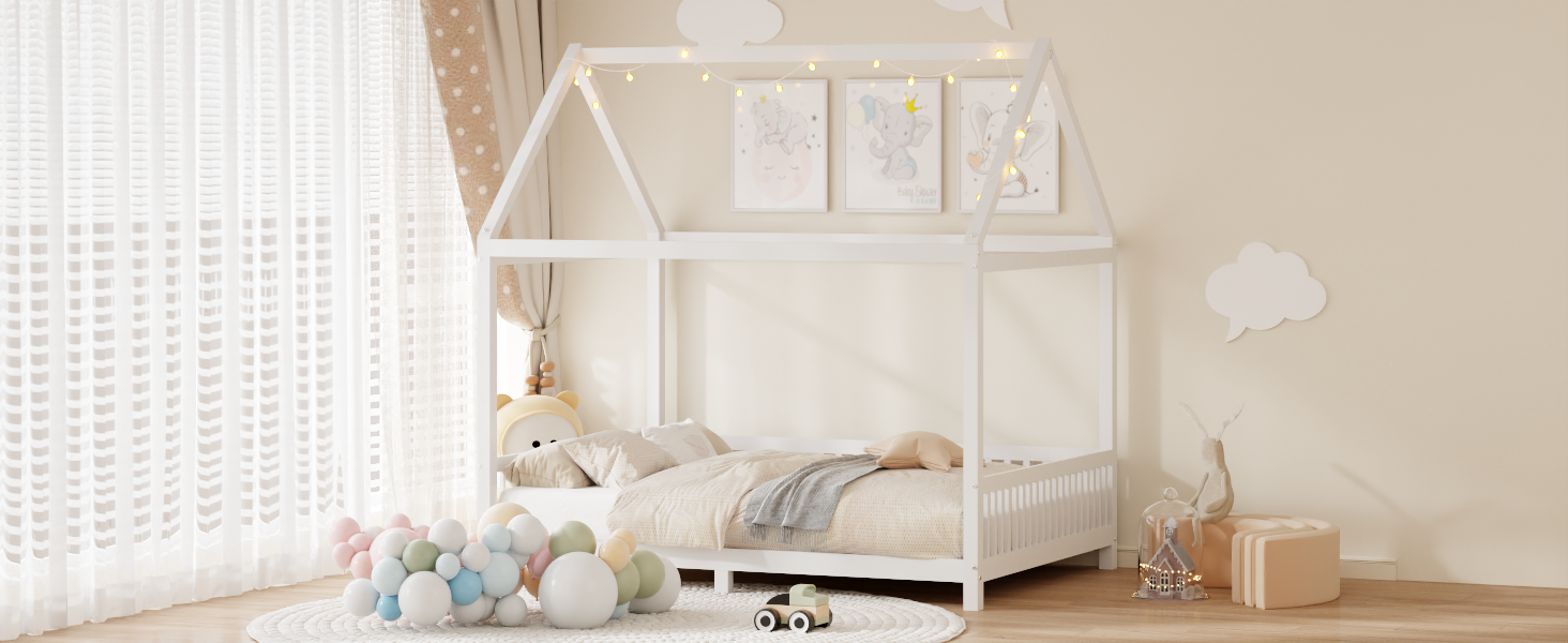 Twin Size House Bed with Guardrail and LED 15 Twin Size House Bed with Guardrail and LED