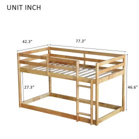 Solid Rubber Wooden Twin Over Twin Loft Bed With Ladder, Strenhened Slats