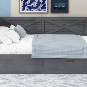 Twin Size Wood Daybed With 2 Drawers And Rustic Guardrail