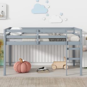 Solid Wooden Wooden Twin Loft Bed with Ladder