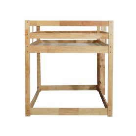 Solid Rubber Wooden Twin Over Twin Loft Bed With Ladder, Strenhened Slats