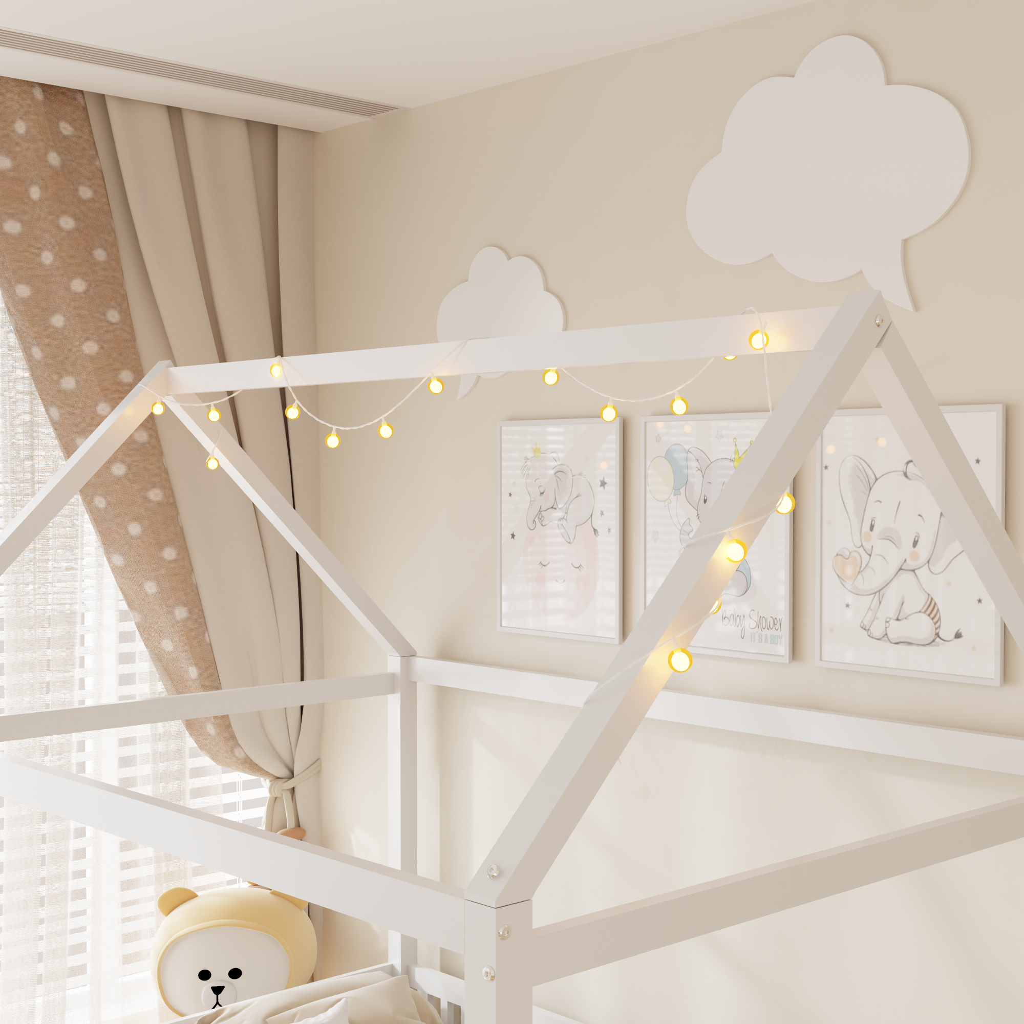 Twin Size House Bed with Guardrail and LED 8 Twin Size House Bed with Guardrail and LED