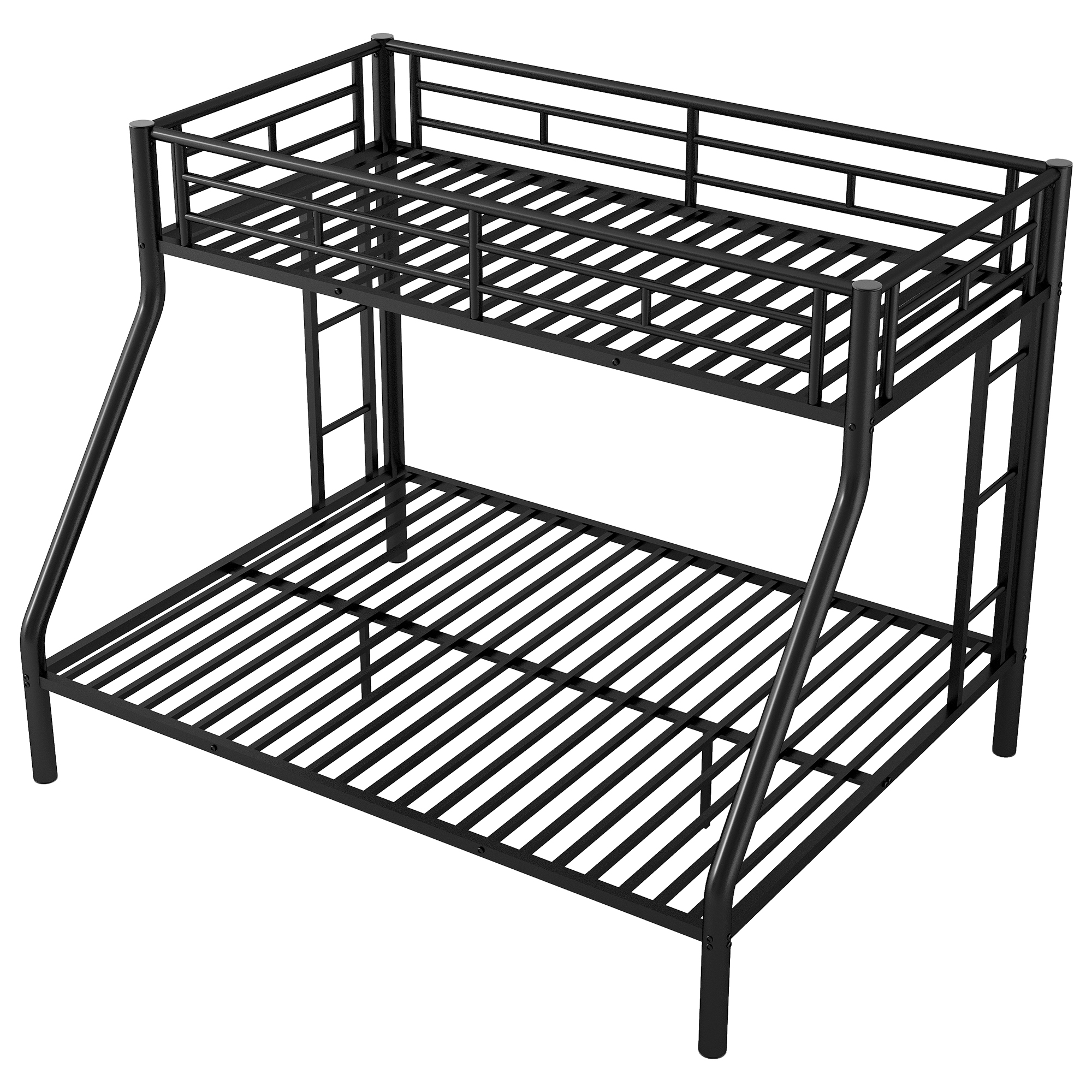 Twin XL over Queen Metal Bunk Bed with Ladder and Guardrails