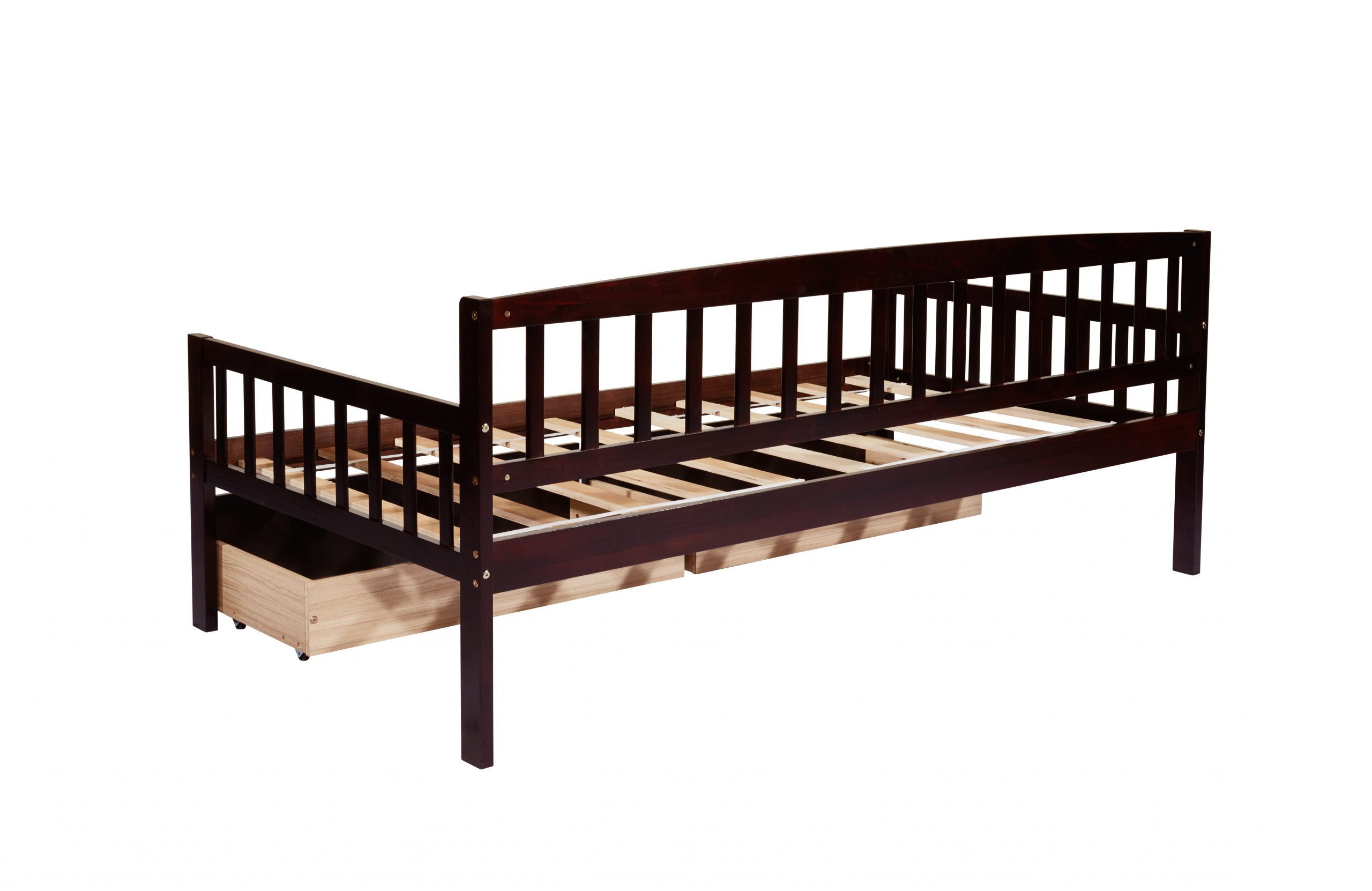 Pine Wood Twin-Size Daybed With Two Storage Drawers 4 Pine Wood Twin-Size Daybed With Two Storage Drawers
