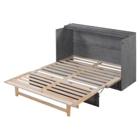 Solid Wooden Queen Murphy Bed With Large Drawers