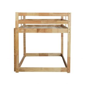 Solid Rubber Wooden Twin Over Twin Loft Bed With Ladder, Strenhened Slats