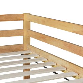 Solid Rubber Wooden Twin Over Twin Loft Bed With Ladder, Strenhened Slats