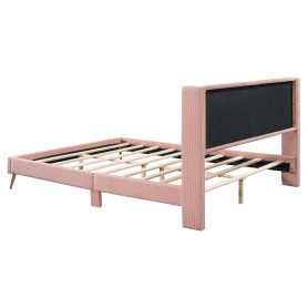 Queen Size Corduroy Platform Bed With Metal Legs