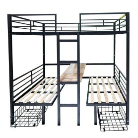 Full Size Loft Bed With Table Set, Transformable To Full Over Full Bunk