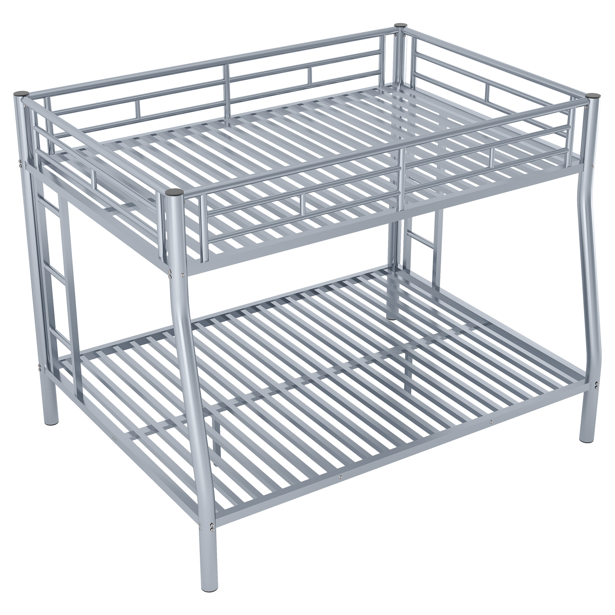 Full XL over Queen Metal Bunk Bed with Ladder and Guardrails