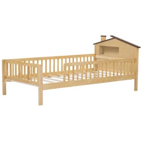 Twin Size Wood Platform Bed With House-shaped Headboard, LED And Built-in Storage 17 Twin Size Wood Platform Bed With House-shaped Headboard, LED And Built-in Storage