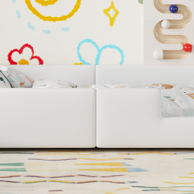 Twin Size Upholstered Platform Bed with Guardrail and Charging Station