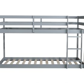 Solid Rubber Wooden Twin over Twin Loft Bed with Ladder ,Upper and Bottom Bed