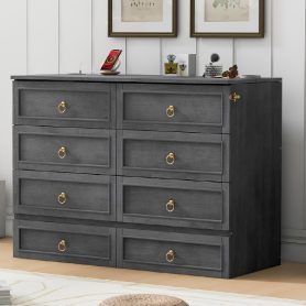 Solid Wooden Full Size Murphy Bed With Large Drawers