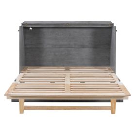 Solid Wooden Queen Murphy Bed With Large Drawers