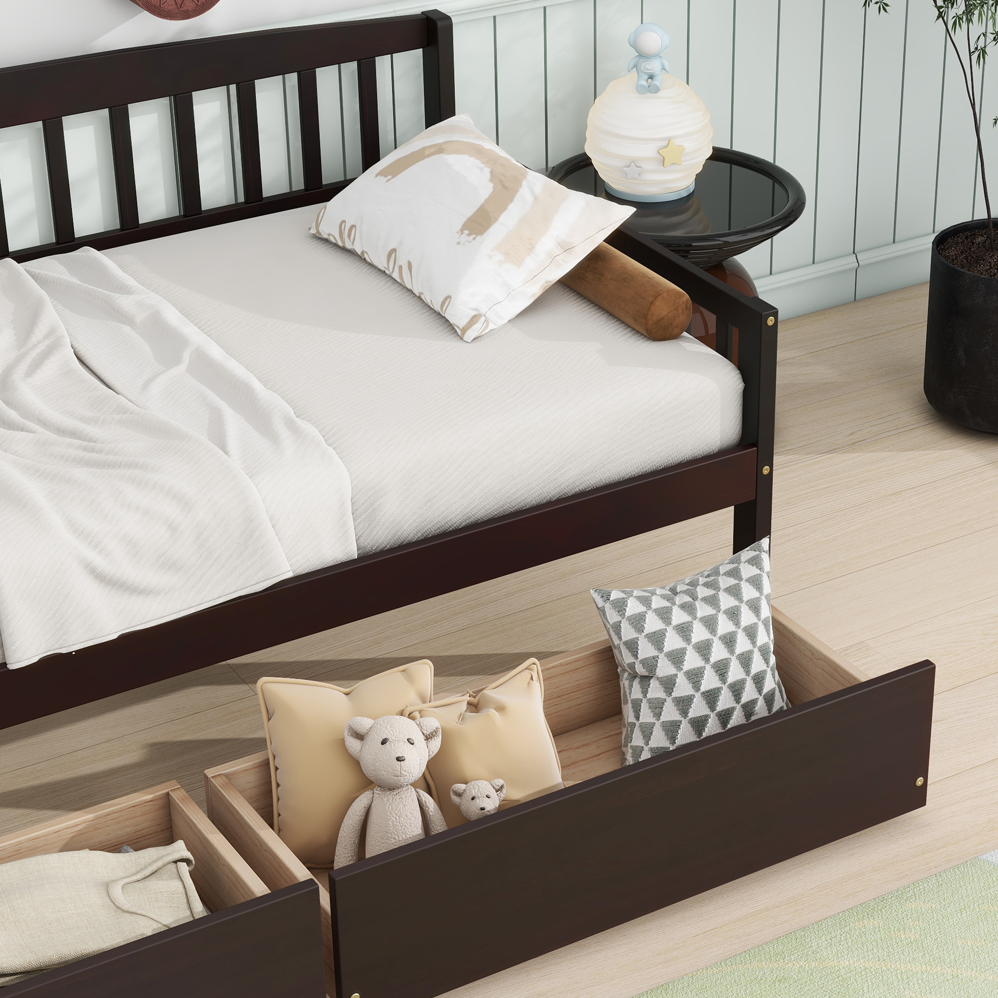 Pine Wood Twin-Size Daybed With Two Storage Drawers 22 Pine Wood Twin-Size Daybed With Two Storage Drawers