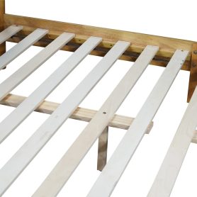 Queen Size  Rubber Wooden Bed With Teddy Velvet Cushion Upholstered Headboard