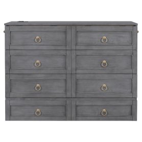 Solid Wooden Full Size Murphy Bed With Large Drawers