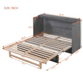 Solid Wooden Queen Murphy Bed With Large Drawers