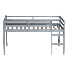 Solid Wooden Wooden Twin Loft Bed with Ladder