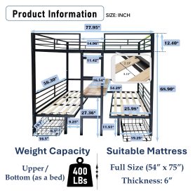 Full Size Loft Bed With Table Set, Transformable To Full Over Full Bunk