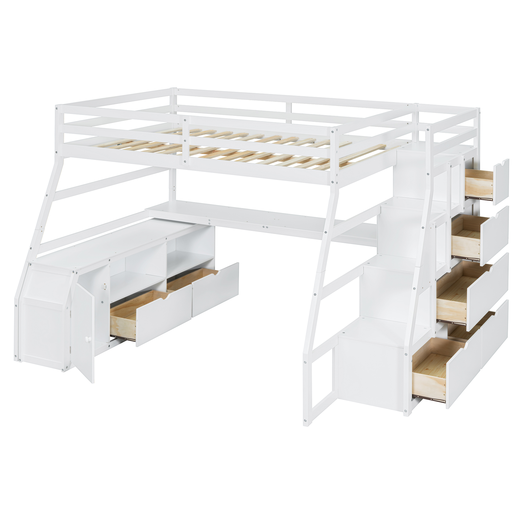 Full Size Loft Bed With 7 Drawers 2 Shelves And Desk 8 Full Size Loft Bed With 7 Drawers 2 Shelves And Desk