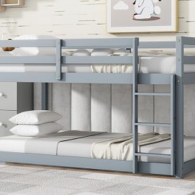 Solid Rubber Wooden Twin over Twin Loft Bed with Ladder ,Upper and Bottom Bed
