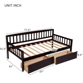 Pine Wood Twin-Size Daybed With Two Storage Drawers 54 Pine Wood Twin-Size Daybed With Two Storage Drawers