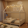 Twin Size House Bed with Guardrail and LED 2 Twin Size House Bed with Guardrail and LED