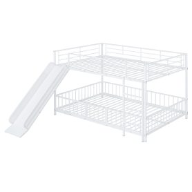 Full Over Full Size Metal Bunk Bed With Slide And Guardrails 32 Full Over Full Size Metal Bunk Bed With Slide And Guardrails