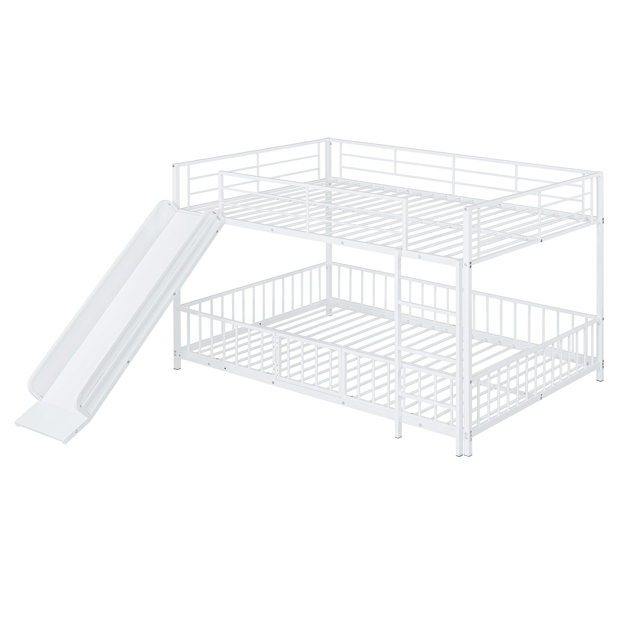 Full Over Full Size Metal Bunk Bed With Slide And Guardrails 11 Full Over Full Size Metal Bunk Bed With Slide And Guardrails