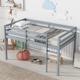 Solid Wooden Wooden Twin Loft Bed with Ladder