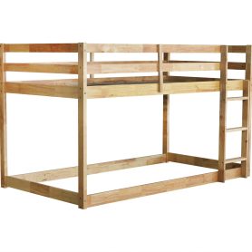 Solid Rubber Wooden Twin Over Twin Loft Bed With Ladder, Strenhened Slats