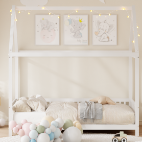 Twin Size House Bed with Guardrail and LED 32 Twin Size House Bed with Guardrail and LED