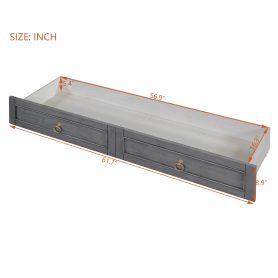 Solid Wooden Queen Murphy Bed With Large Drawers