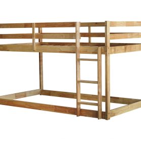 Solid Rubber Wooden Twin Over Twin Loft Bed With Ladder, Strenhened Slats