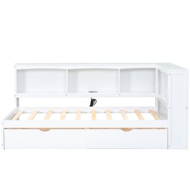 Twin Size Daybed with Two Storage Drawers, Storage Cabinets and USB Ports