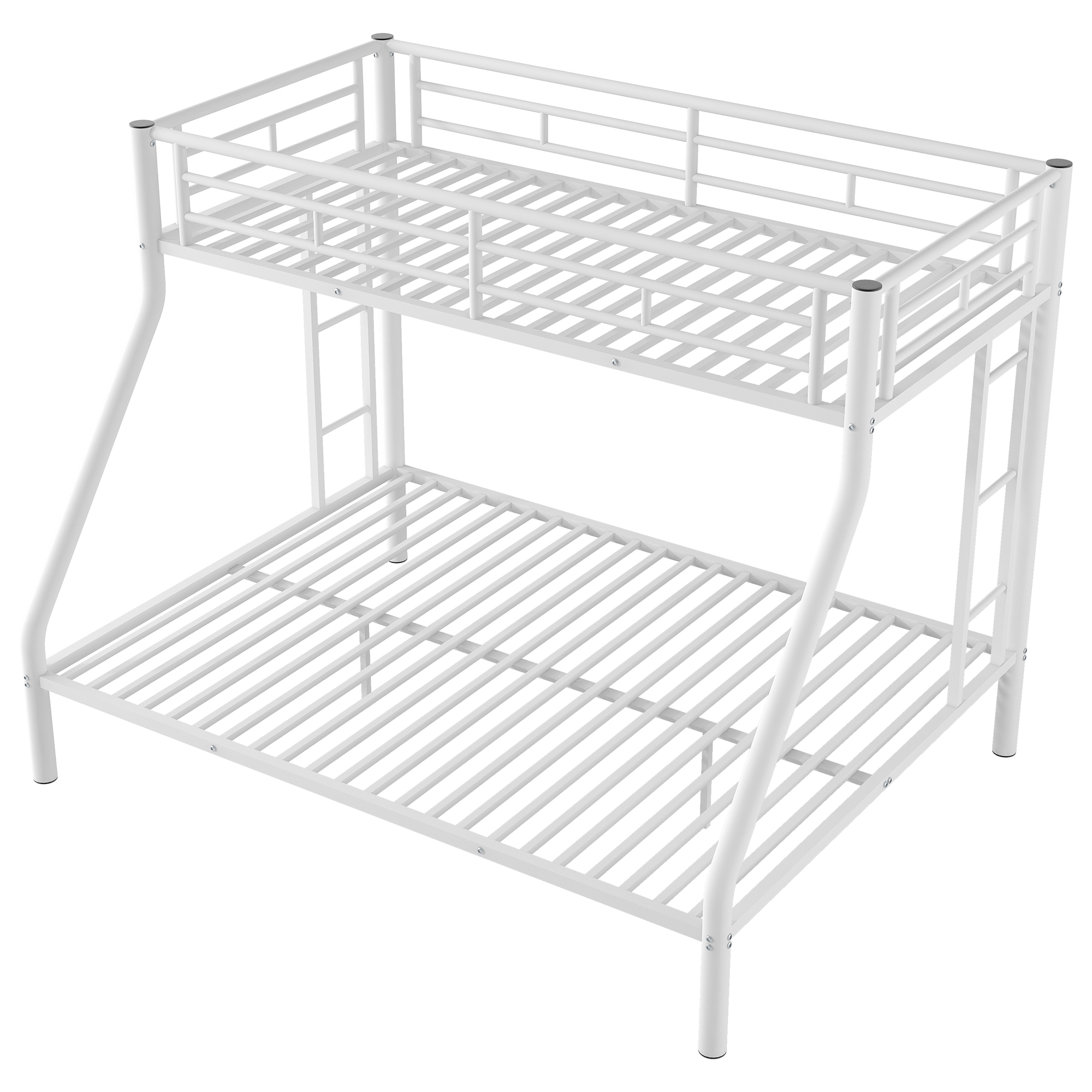 Twin XL over Queen Metal Bunk Bed with Ladder and Guardrails