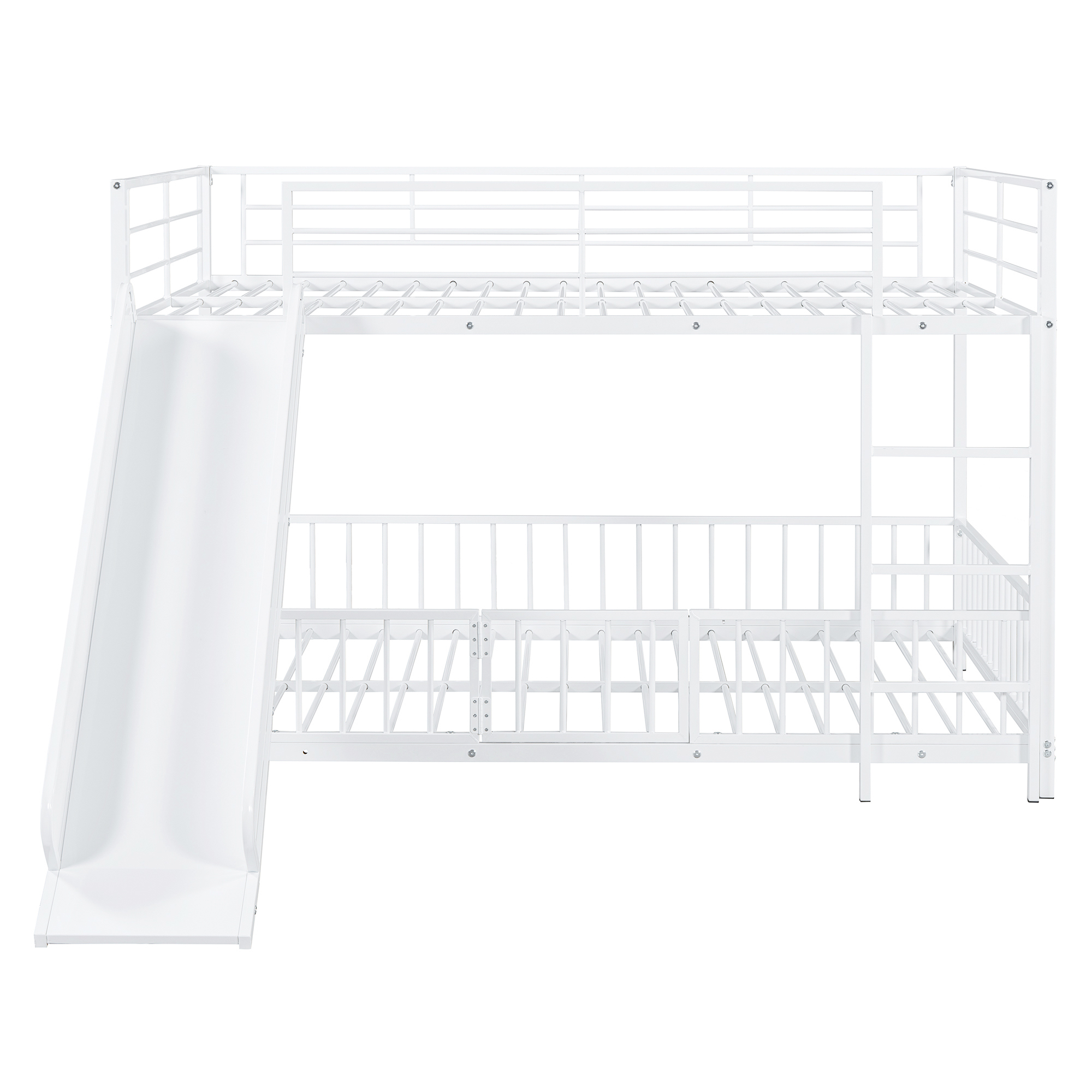 Full Over Full Size Metal Bunk Bed With Slide And Guardrails 5 Full Over Full Size Metal Bunk Bed With Slide And Guardrails