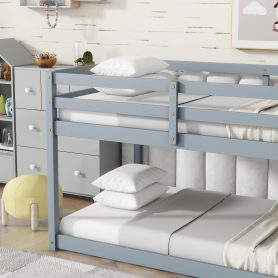 Solid Rubber Wooden Twin over Twin Loft Bed with Ladder ,Upper and Bottom Bed