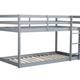 Solid Rubber Wooden Twin over Twin Loft Bed with Ladder ,Upper and Bottom Bed