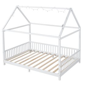 Twin Size House Bed with Guardrail and LED 38 Twin Size House Bed with Guardrail and LED