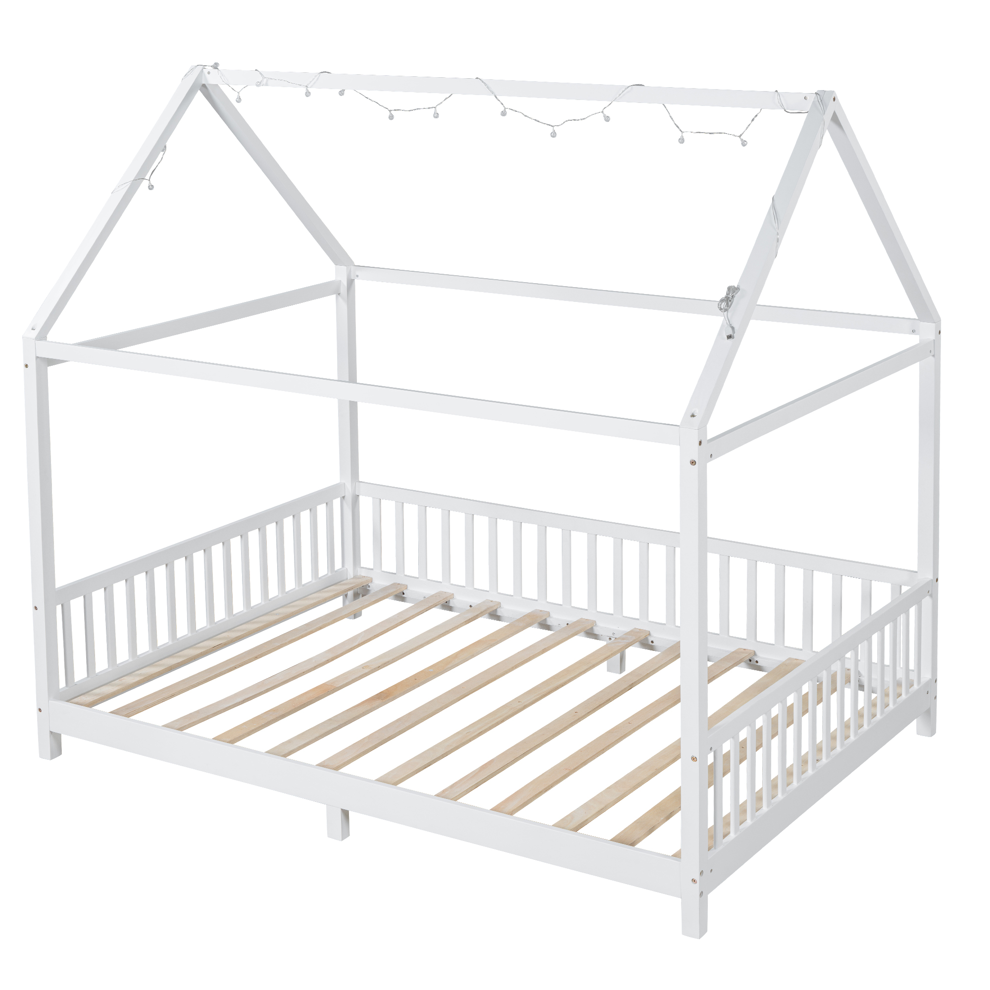 Twin Size House Bed with Guardrail and LED 20 Twin Size House Bed with Guardrail and LED