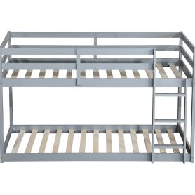 Solid Rubber Wooden Twin over Twin Loft Bed with Ladder ,Upper and Bottom Bed