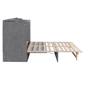 Solid Wooden Queen Murphy Bed With Large Drawers